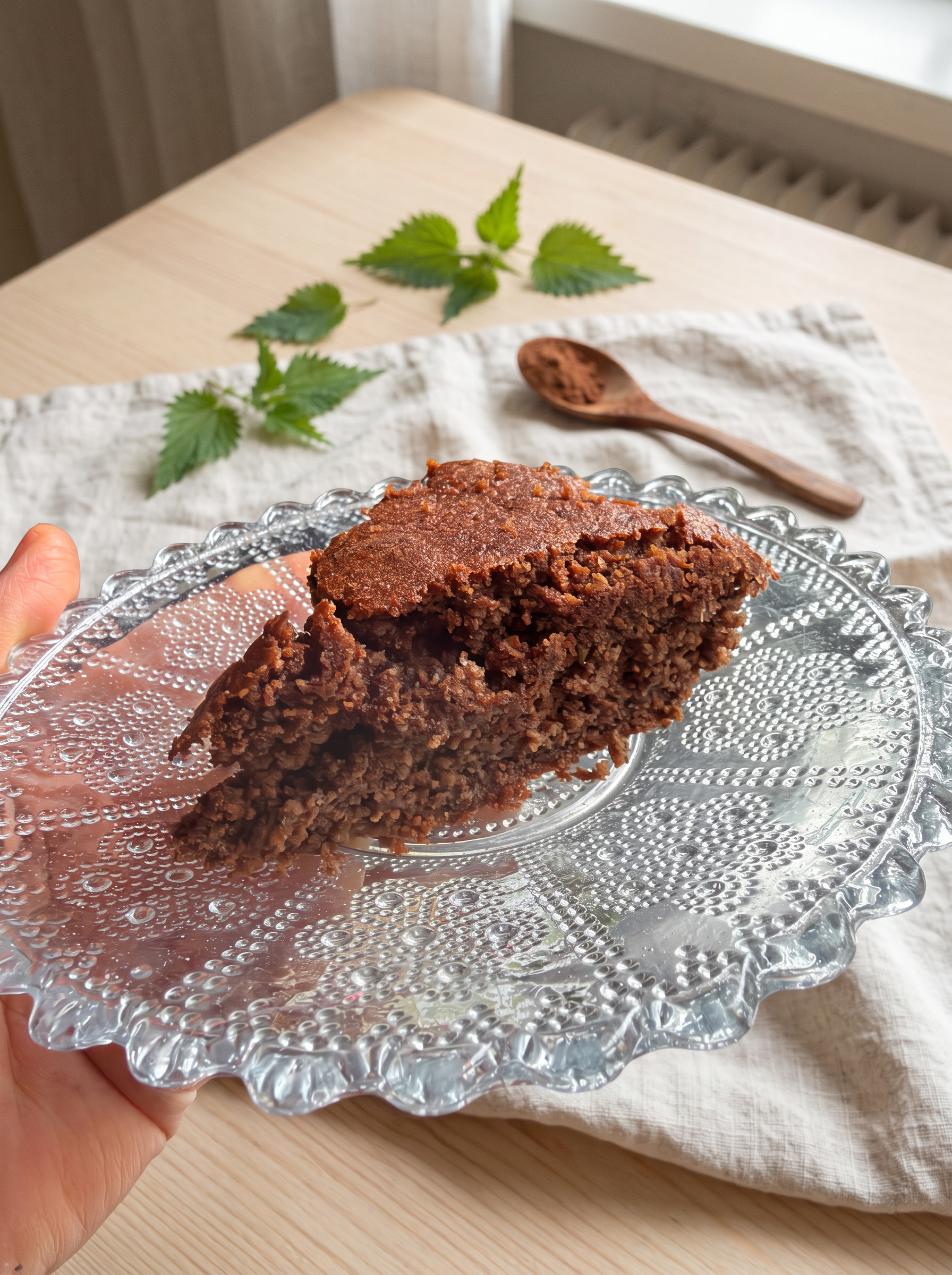 Zucchinikaka med kakao och nässelpulver